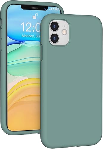K TOMOTO Funda compatible con iPhone 11 de 6.1 pulgadas, goma de gel de silicona líquida de protección de cuerpo completo con forro de microfibra