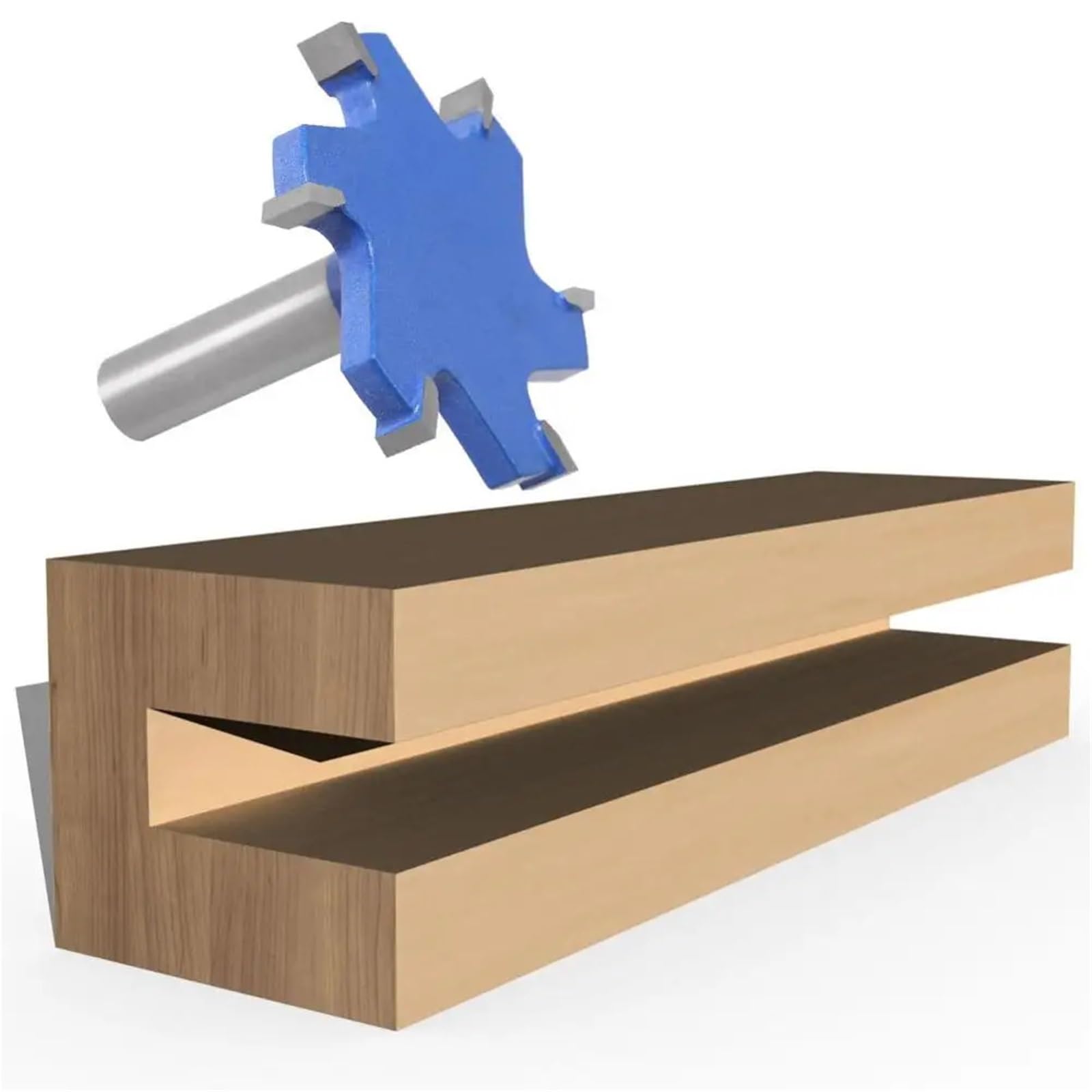 1 pz. Gambo da 1/2" 12 mm Fresa for scanalatura a T a 6 bordi for legno di qualità industriale,Grado industriale(12shankX65mmX10mm)