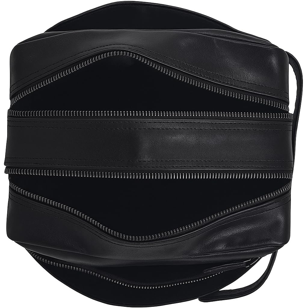 Kulturtasche aus Leder, Elegante Kosmetiktasche für Damen und Herren (Oil Pull-Up, Schwarz)