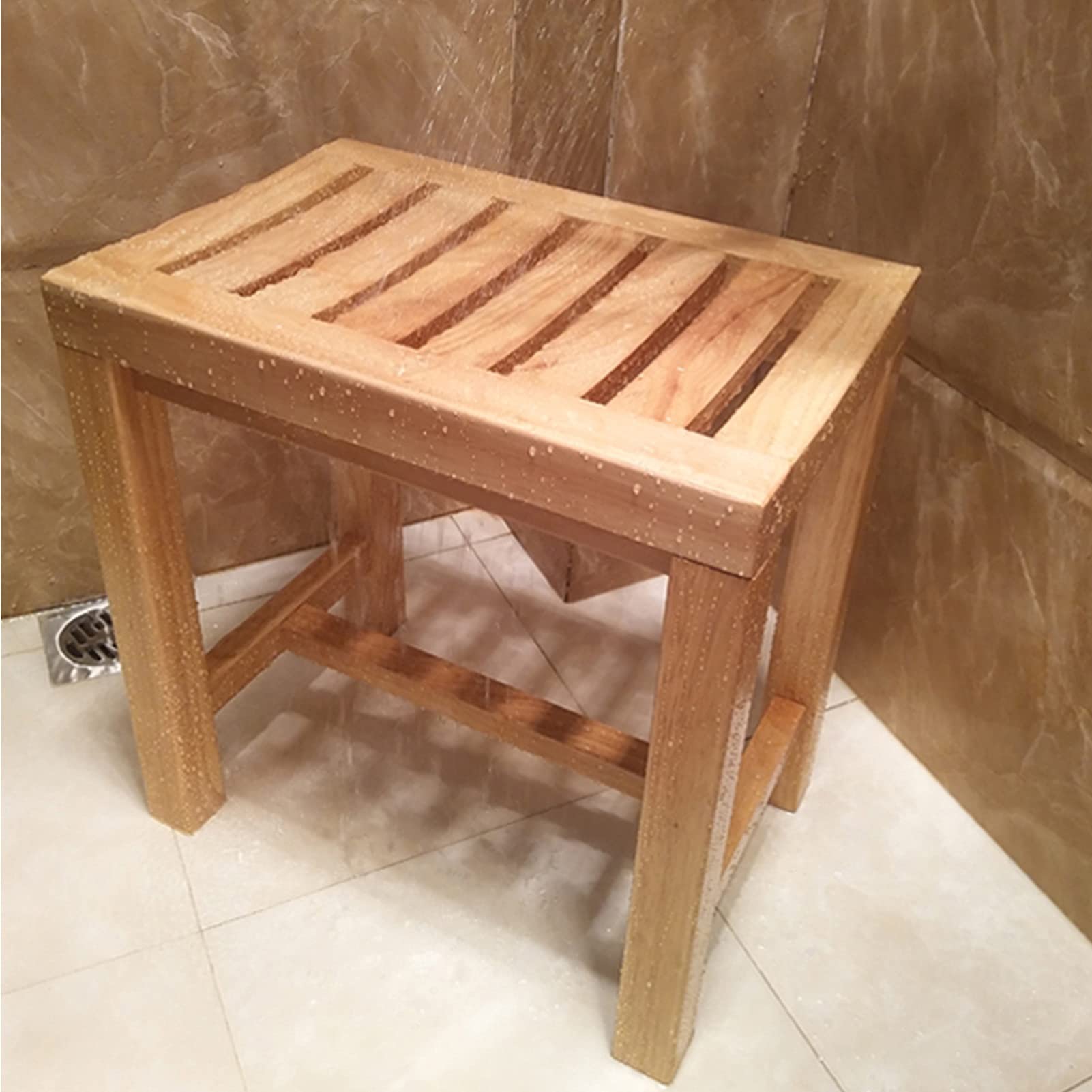NMDCDH Wooden Bath Seat Bench for Elderly Disabled | Non-Slip Bathing Chair for Bathroom Waterproof Shower Stool Works in Living Room/Bedroom/Garden ，Max 250Kg