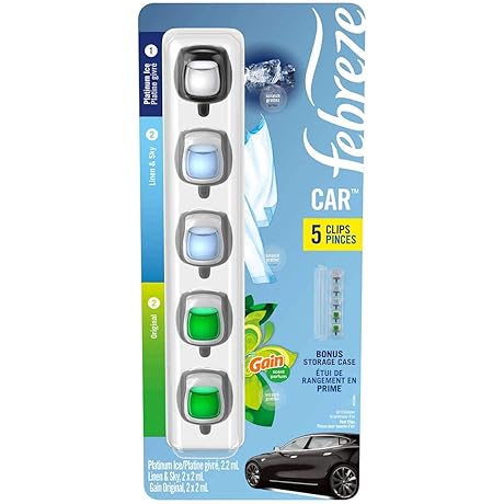 Febreze Car Air Freshener Variety Pack of 15 Vent Clips - Gain...