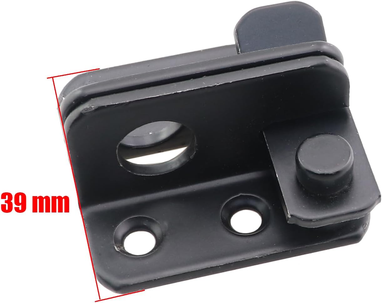 2PCS 45x39mm Black Stainless Steel Flip Latch with Mounting Screws Security Door Stopper Suitable for Barn Cabinet Pet House Garden Bathroom Garage Window Sliding Gate