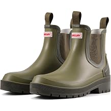 SUREWAY Womens Short Ankle Rain Boots,Waterproof Rubber Garden Shoes,Slip Resistant Chelsea Rain Boots For Ladies