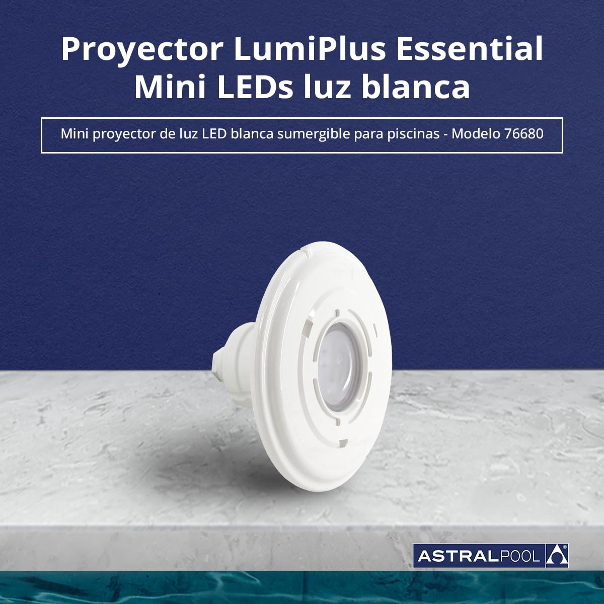 Astralpool Proyector Mini LED Sumergible Luz Blanca para Piscina 76680 - Montado en Nicho - 4W (6 VA) - Bajo Consumo de Energía - Hasta 50,000 Horas