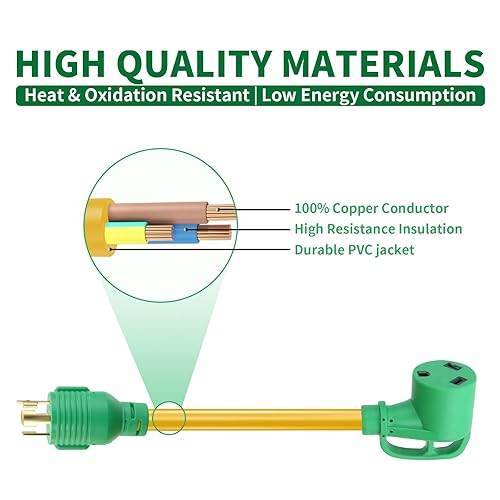 Miniatura 3 de SILATU Cable adaptador de generador, enchufe macho de bloqueo L14-30P a enchufe hembra TT-30R, cable adaptador de 3 clavijas para RV de hasta 7500 W