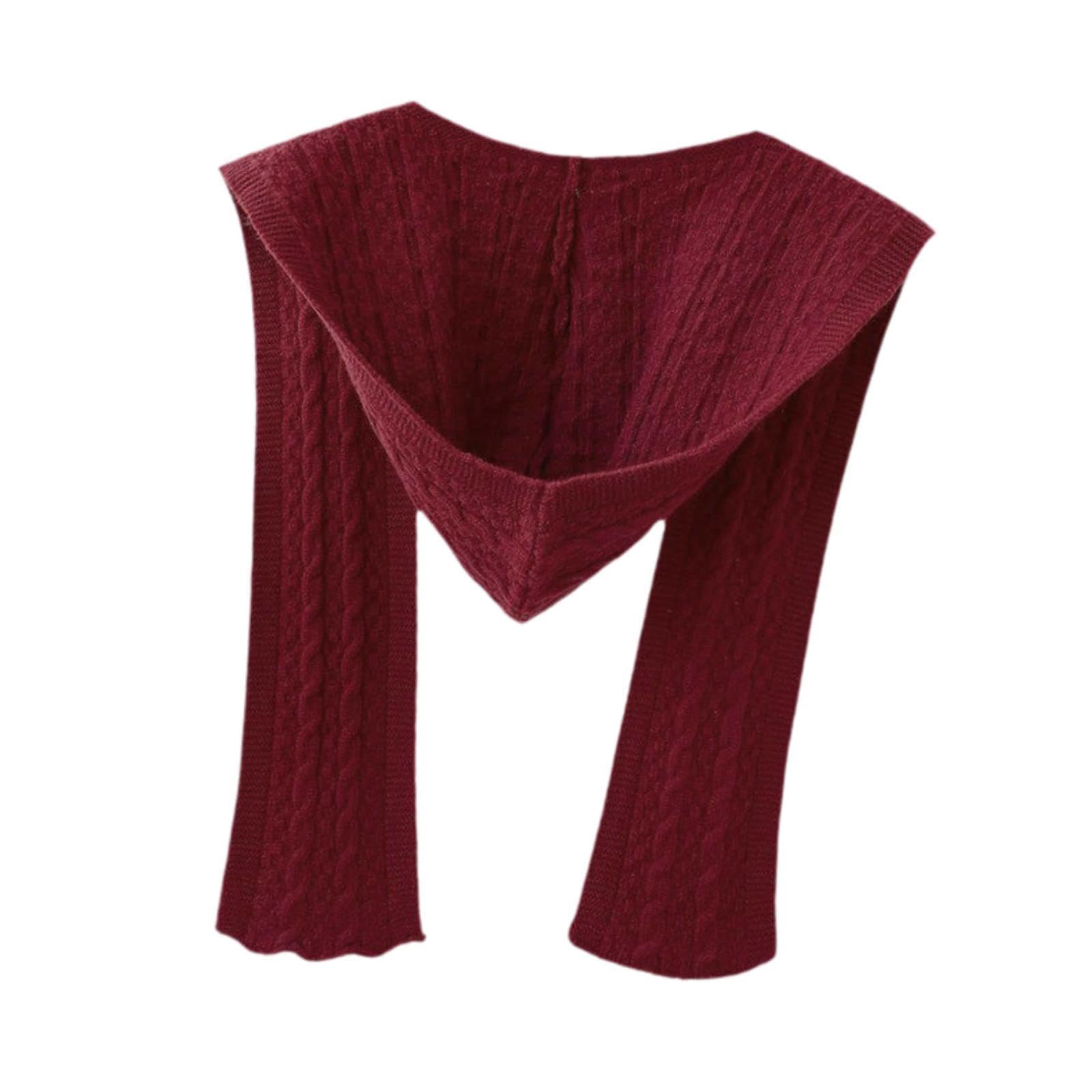 Merishopp Scarf with Hoodie Windproof Casual Winter Balaclava for Women Walking Female Dark Red | Clothing Shoes & Accessories | Womens Accessories | Scarves & Wraps-image-8