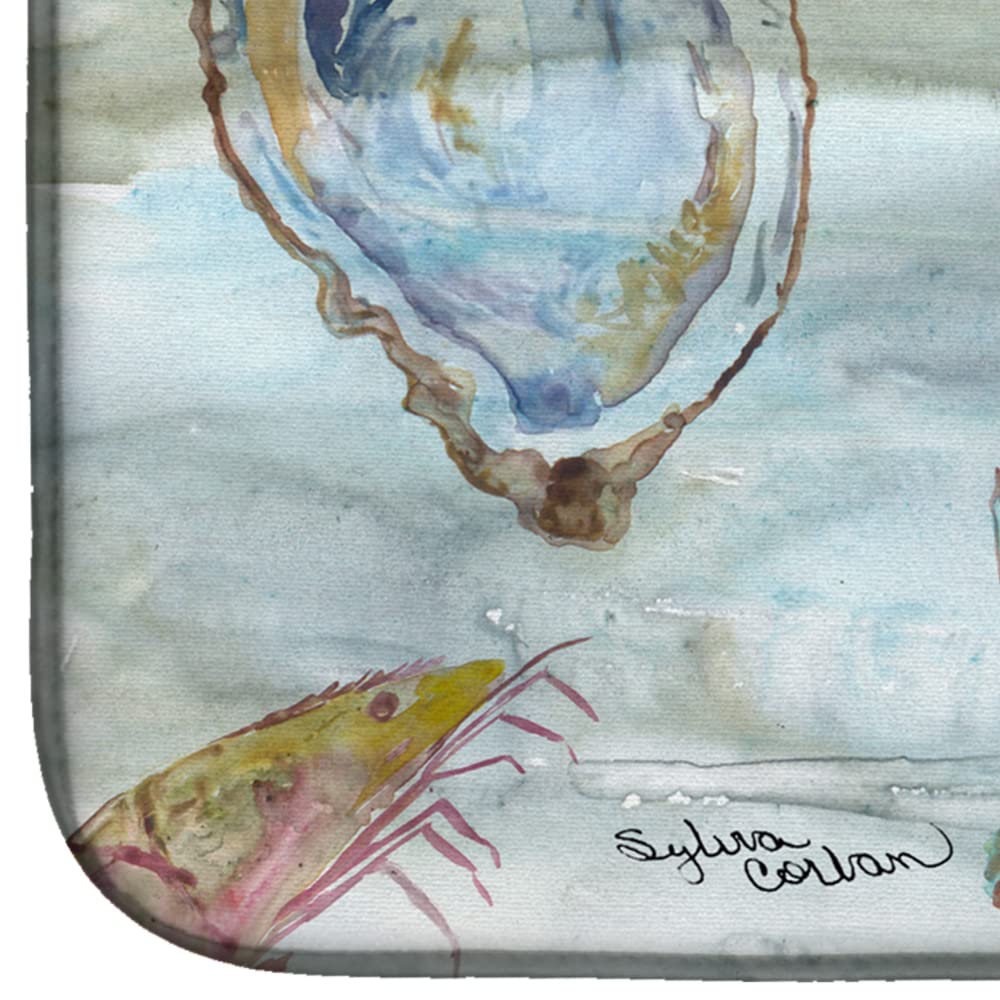 Caroline's Treasures Abtropfmatte für Geschirr, Krabben, Garnelen und Austern, Aquarell, 35,6 x 53,3 cm, mehrfarbig