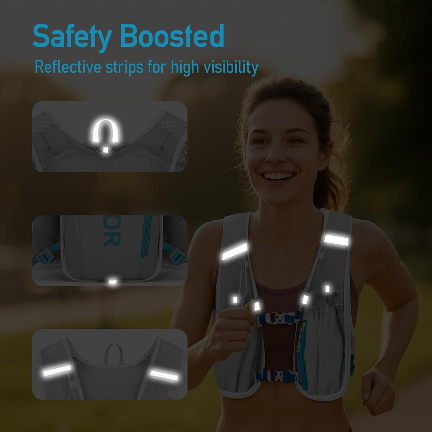 Running Hydration Vest Backpack, Breathable and Sweatproof Running Vest, Adjustable Hydration Backpack for Hiking Cycling Race Marathon for Women - Image 7