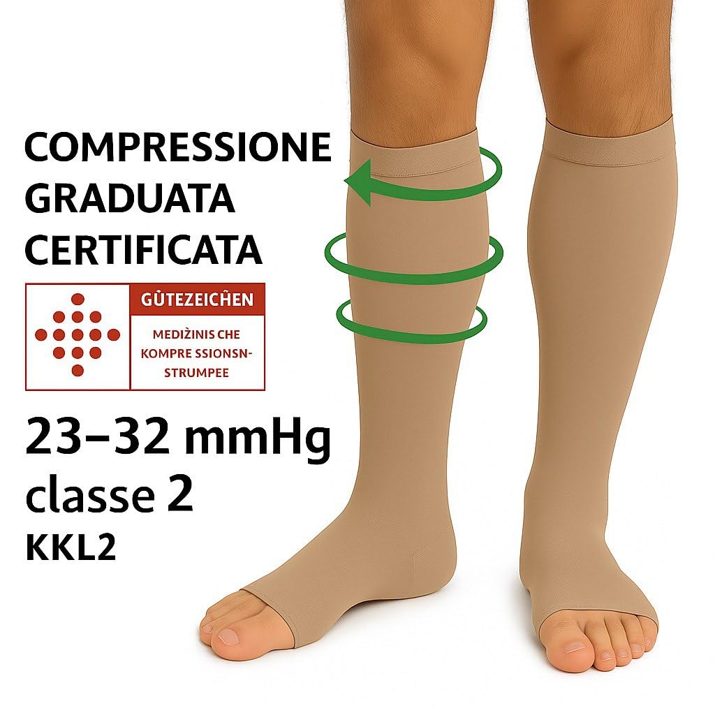 Gambaletti Medicali Classe 1 Calze Elastiche a Compressione Graduata 18-21 mmHg CERTIFICATI per Uomo e Donna KKL1