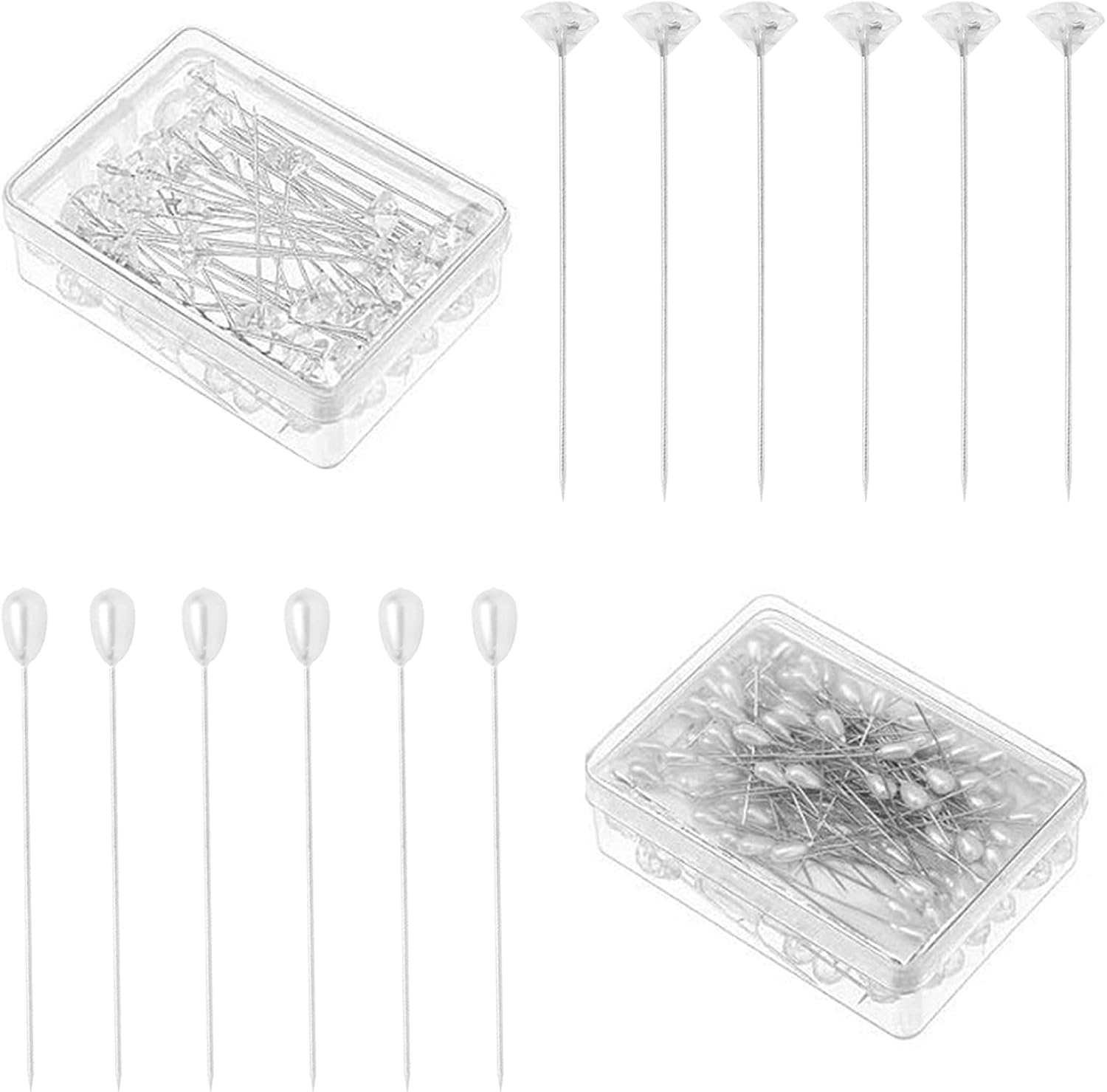 200 Pieces Sewing Pins Straight Head Pins, findTop Flower Pins Clear
