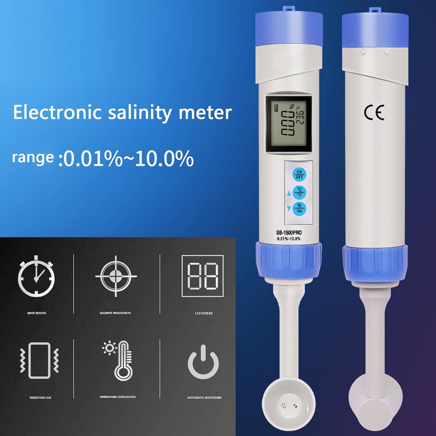 精密塩分測定ツール防水テスターバックライト付き液晶ディスプレイコンテンツメーターキッチン用