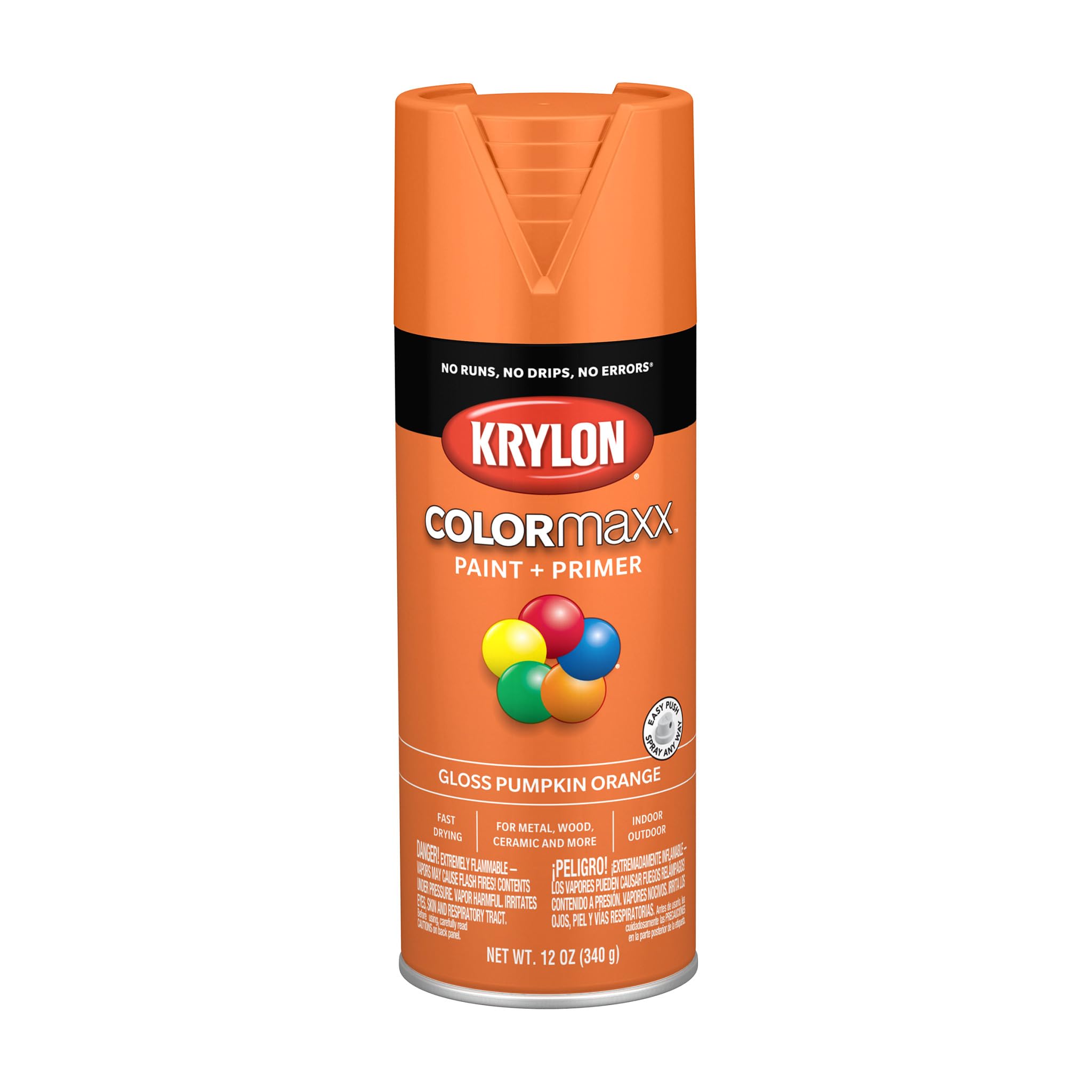 Krylon K05532007 COLORmaxx Spray Paint and Primer for Indoor/Outdoor Use, Gloss Pumpkin Orange 12 Ounce (Pack of 1)