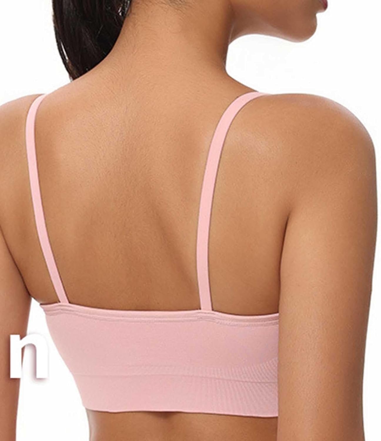 Spaghetti Strap Sports Bras for Women Square Neck Medium Impact Yoga Wireless Full Coverage Padded Cami Crop Top