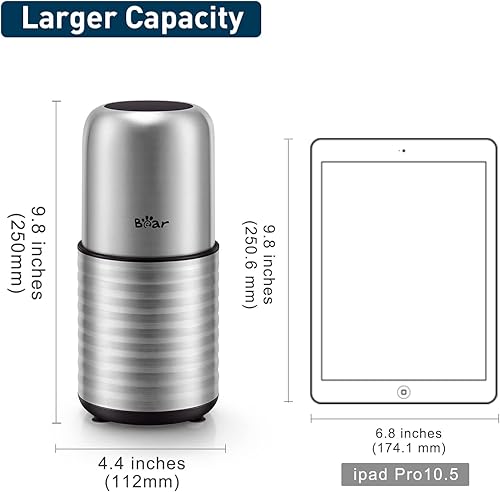 Miniatura 5 de Molinillo eléctrico Bear potente molinillo de 300 W con taza extraíble de 705oz para especias polen y granos de café con cepillo de limpieza