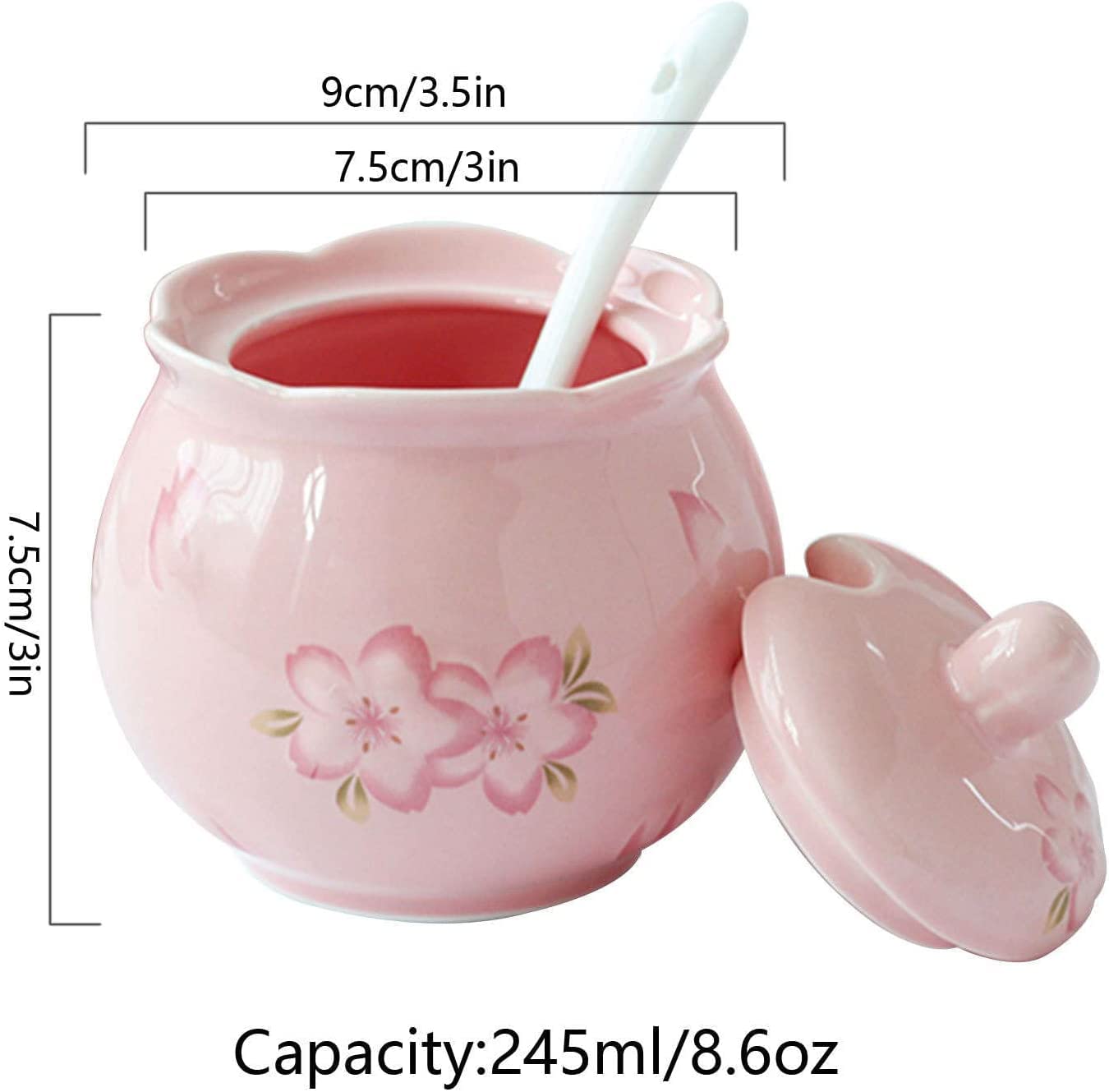Keramik-Zuckerschüssel mit Zuckerschüssel, Sahne- und Zuckertopf aus Keramik, Sahnekännchen, Zuckerdose, Kaffeeservierset, Sahnekännchen, Milchkännchen und Zuckerdose ( Color : Roze , Size : Sugar Bow