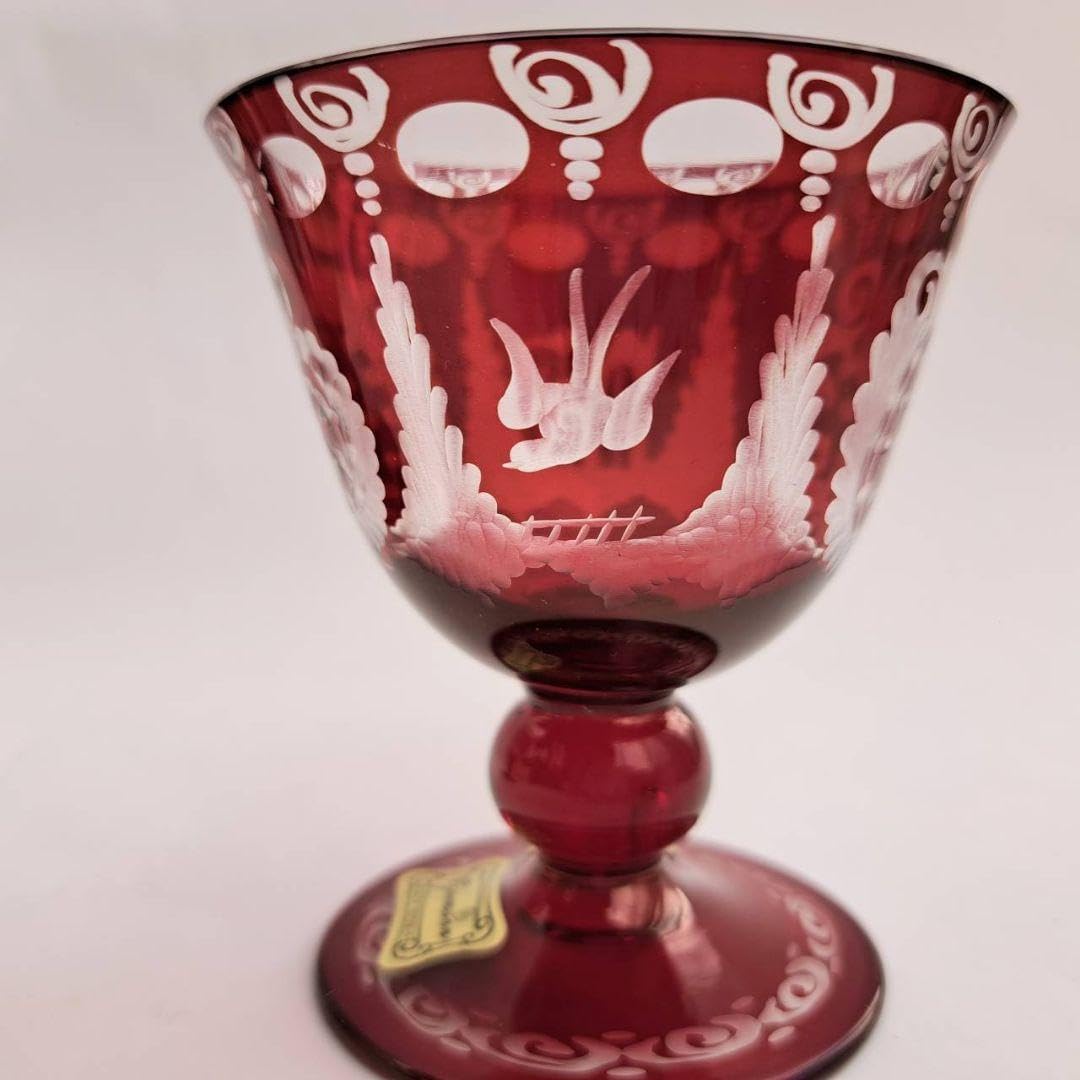 エーゲルマン ボヘミアグラス 2点セット レッド クリスタル