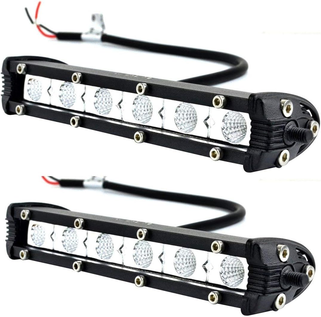 Bear Claw 2pcs 7" 18W CREE LED Work Light Bar + Brackets Ultra Thin Driving Lamp SUV Pickup Truck Car Boat