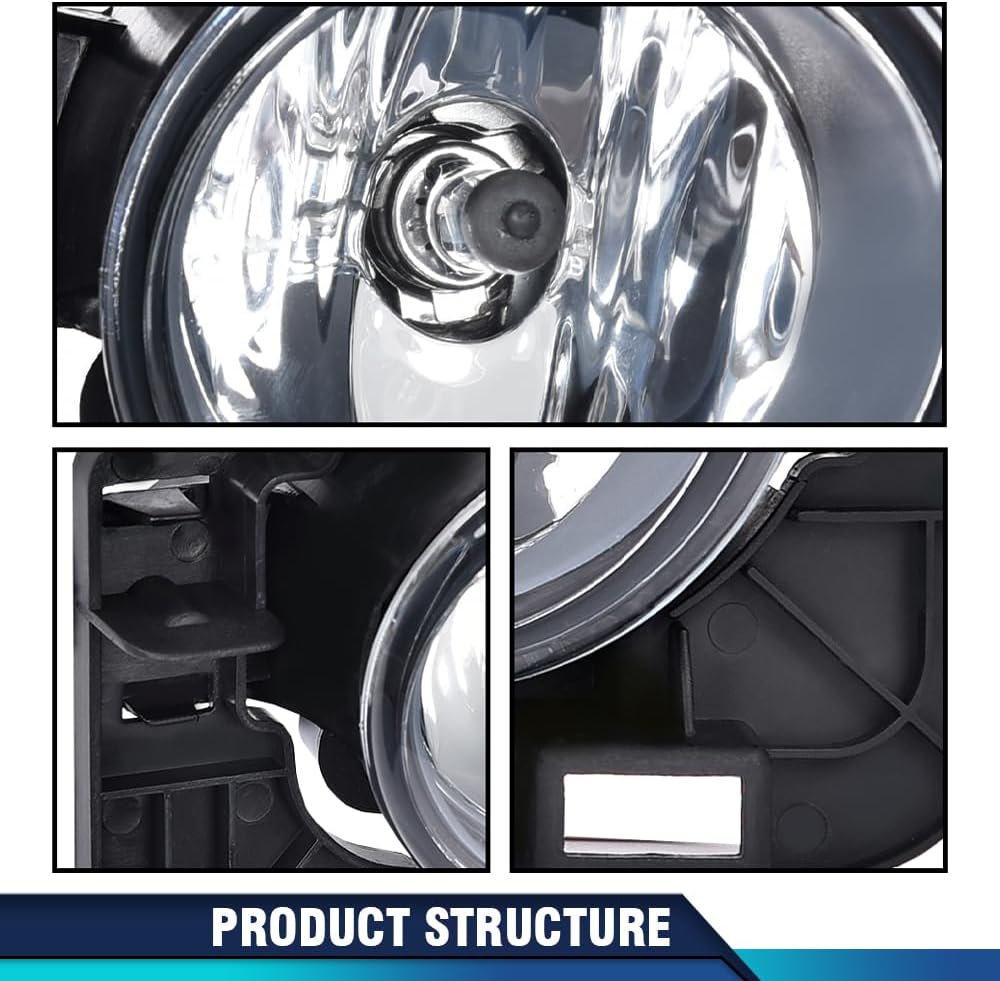 PIT66 Front Bumper Fog Lights, Compatible with 2007-2009 Nissan Altima/ 2010-2012 Nissan Altima Hybird Fog Light Assembly Left/Right, neblineros para autos delantero Halogen Clear Lens