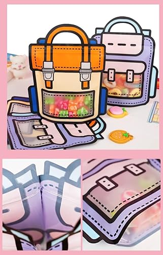 Miniatura 4 de Trendybag - Bolsas de regalo de fiesta con asa superior, color naranja y morado, bolsas de regalo Grip n' Seal con parte inferior de pie, bolsas de