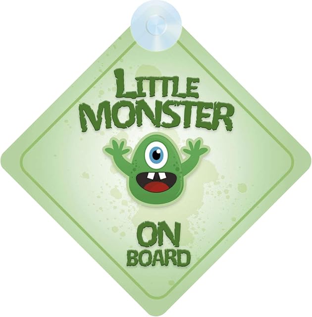 Little Monster on Board Car Sign for Children/Baby Boys and Girls Non Personalised Character Theme
