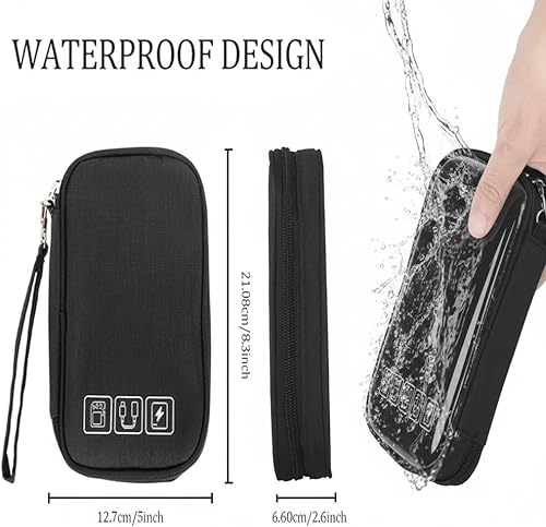 Miniatura 3 de Bolsa organizadora de cables portátil de 3 piezas, bolsa pequeña para cables electrónicos, organizador de accesorios electrónicos, bolsa de