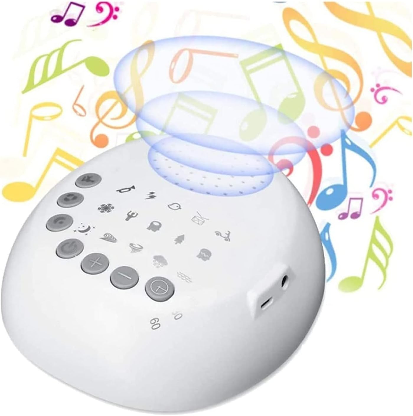 KouRy White Noise Machine – for Child Kid Adult, Noise Machine Calming Sound, Ambient Nightlight, Continuous or Timer, Loud Sleep Machine (White)
