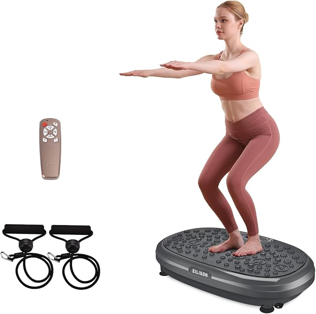 EILISON 3D Vibration Plate Exercise Machine for Lympathic Drainage - Whole Body Workout Vibration Fitness Platform w/Loop Bands - Home Equipment for Recovery, Wellness, Tonning