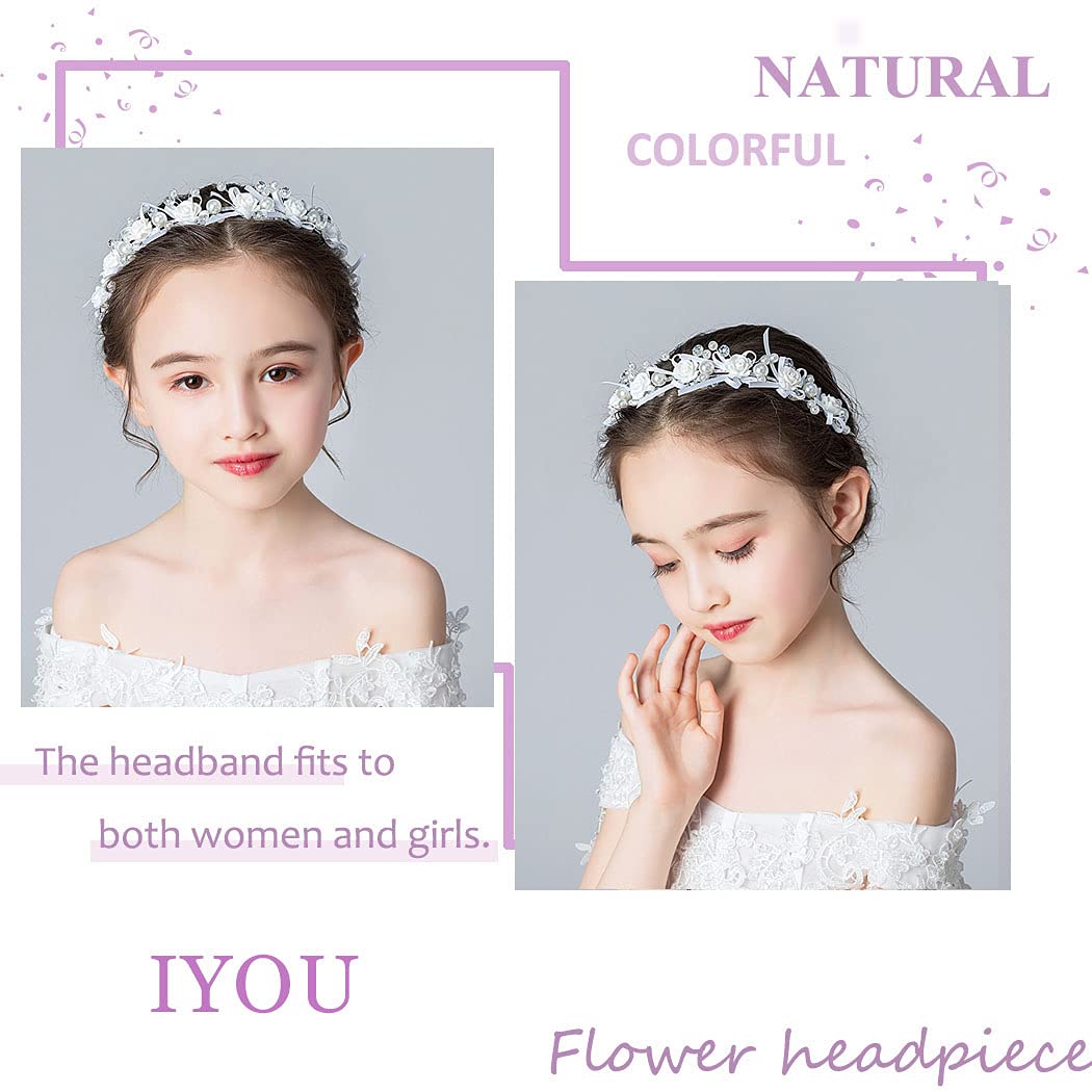 Fascia Per Capelli Da Principessa Con Fiori, Perle E Cristalli - Regolabile Per Bambine E Donne - Foto 8