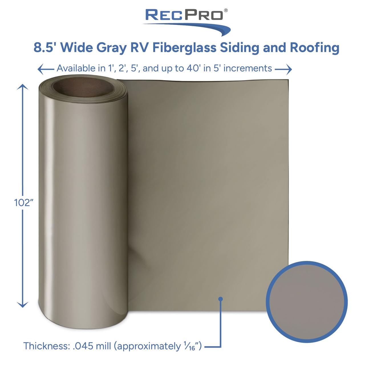 RecPro Gray RV Fiberglass Siding (10ft)