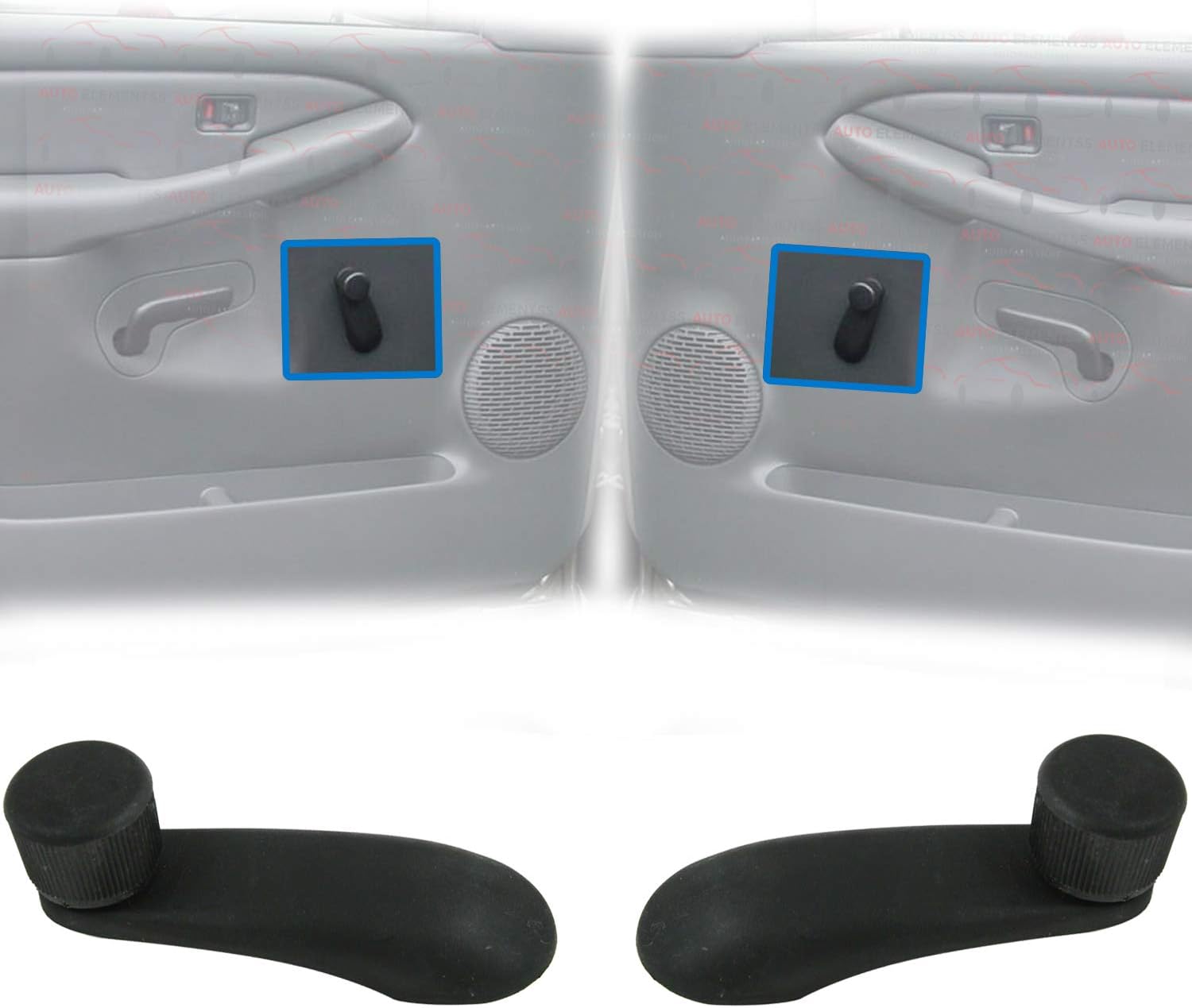 Window Crank Handles Set Front or Rear for 1999-2017 Chevrolet Silverado GMC Sierra Pickup Truck Direct Replacement