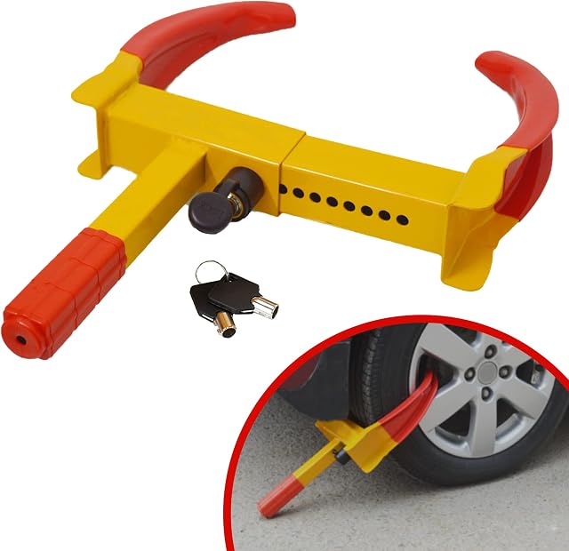 Discount Seller Heavy-Duty Wheel Clamp, 9 Holes Extendable Anti Theft Car Security Locking Device, Wheel Lock for Protection of Car, Trailer and Caravan with 2 Keys - Car Lock and Trailer Lock