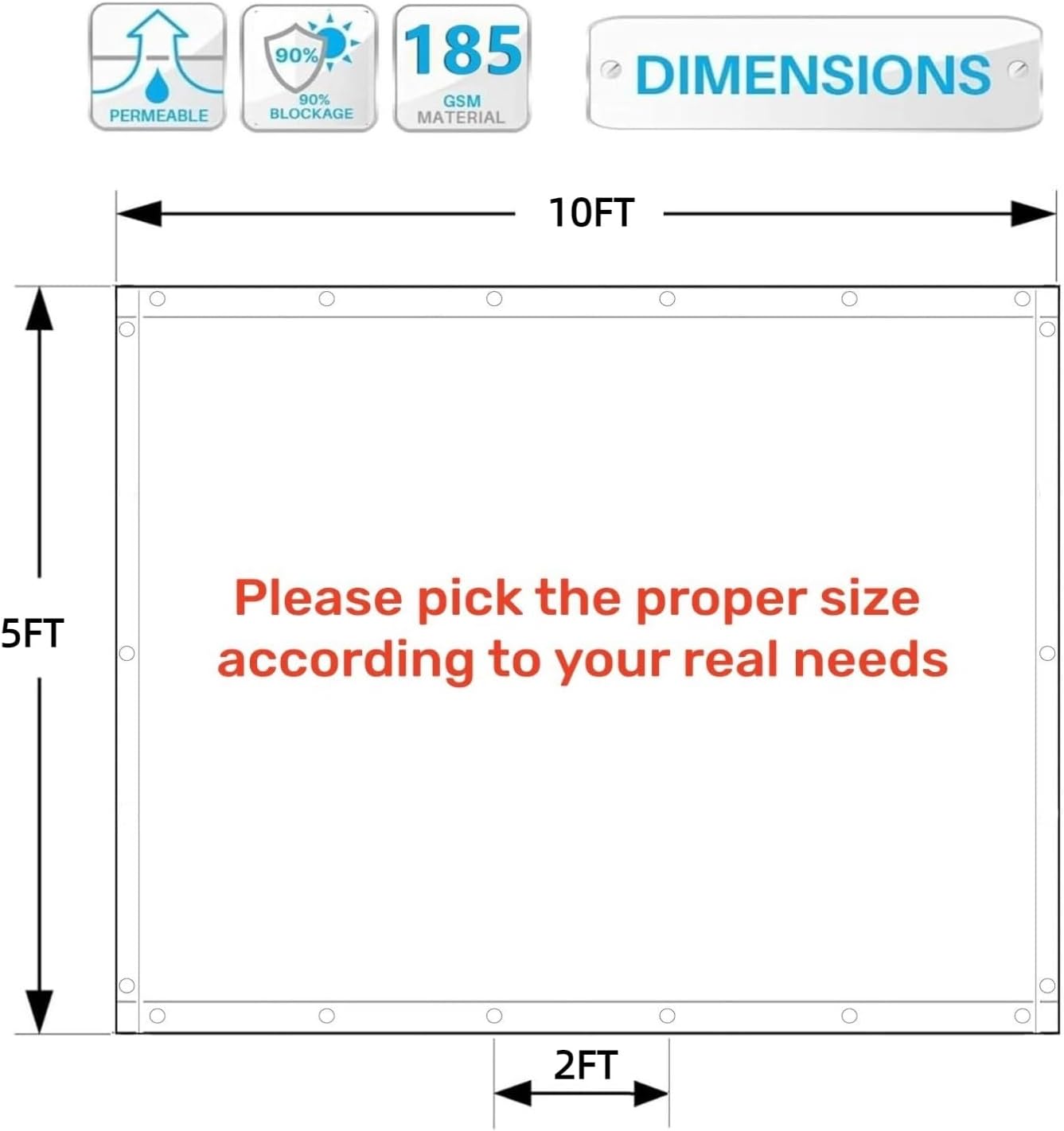 FAIR WIND Shade Cloth 90% Sun Shade Fabric Privacy Screen Shade Cover Patio Canopy with Grommets Shade Net for Garden Outdoor Pergola 5 x 10 FT - Mocha