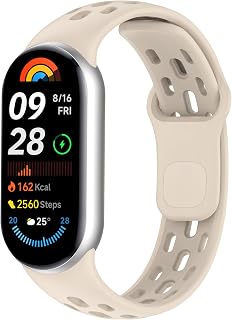 [ShweLan] 小米 Smart Band 10/9/8 表带 交换带 Mi band 10/9/8 皮带 替换带 硅胶制 透气性 柔软 亲肤 佩戴舒适(象牙色)