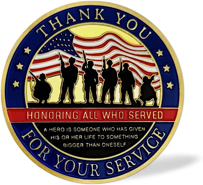 BHealthLife 42 Pcs Veteran Thank You Challenge Coins - Double-Sided Military Appreciation Coin, American Flag and Bald Eagle Design, Honor Veterans with This Proud of You Coin, Classic