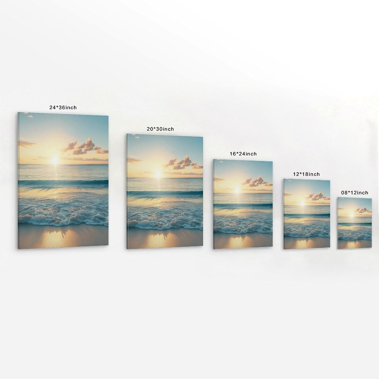 Coastal Ocean Beach Hanging Peaceful Sunrise View Wall Art 08x12inch Frame-style image 2