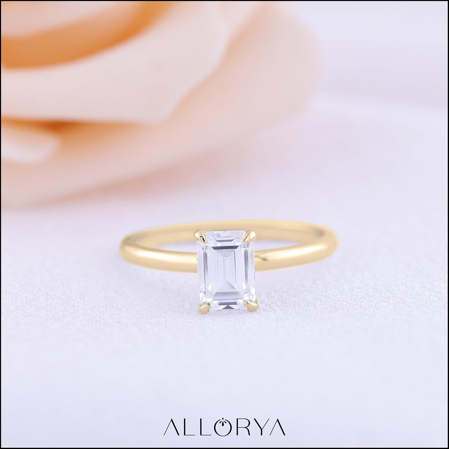 IGI Certified 1.00 Carat Emerald Cut Lab Grown White Diamond 4 Prong Solitaire Engagement Ring for Women in 10K Solid Gold