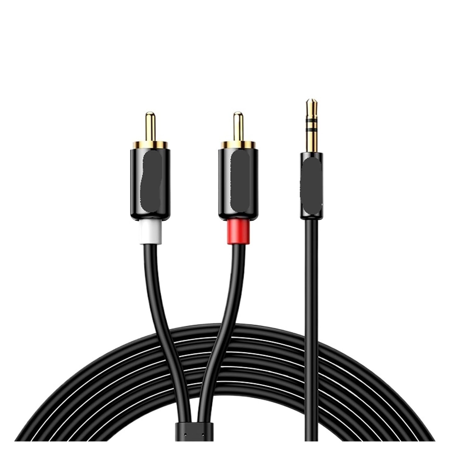 R/CA Cable HiFi Stereo 2RCA to 3.5mm AUX Ja-ck .5 Y Splitter for Amplifiers Home Theater(Copper Shell,2m)