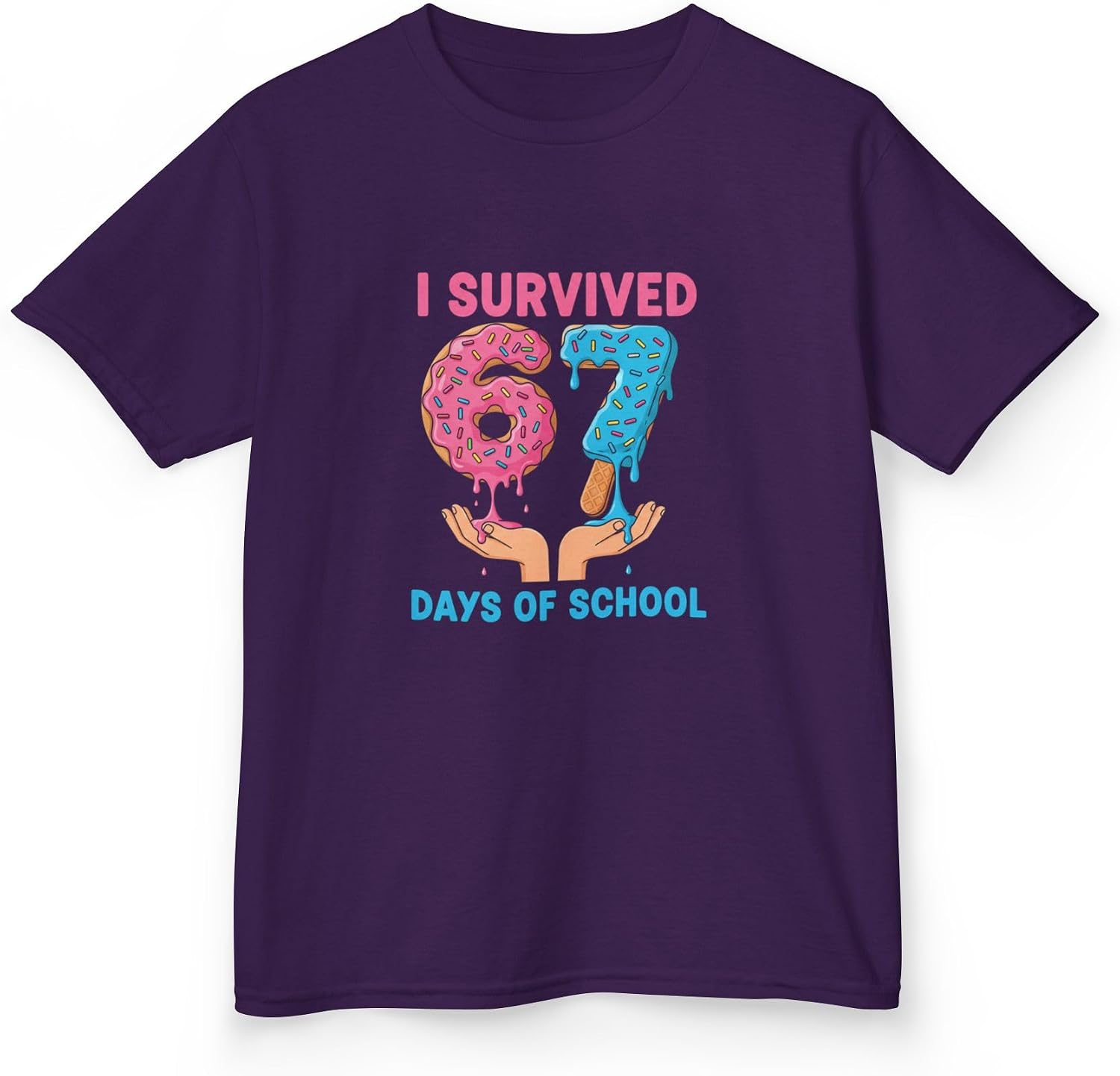I Survived 67 Days of School Funny Donut Popsicle Kids Student Education Achievement Purple