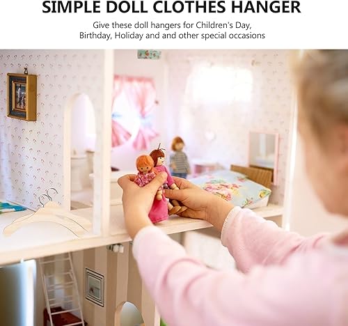 Miniatura 3 de Toddmomy 20 perchas de madera para ropa de muñecas, mini perchas de muñeca para vestir de muñecas, mini perchas para ropa de muñeca, accesorios en