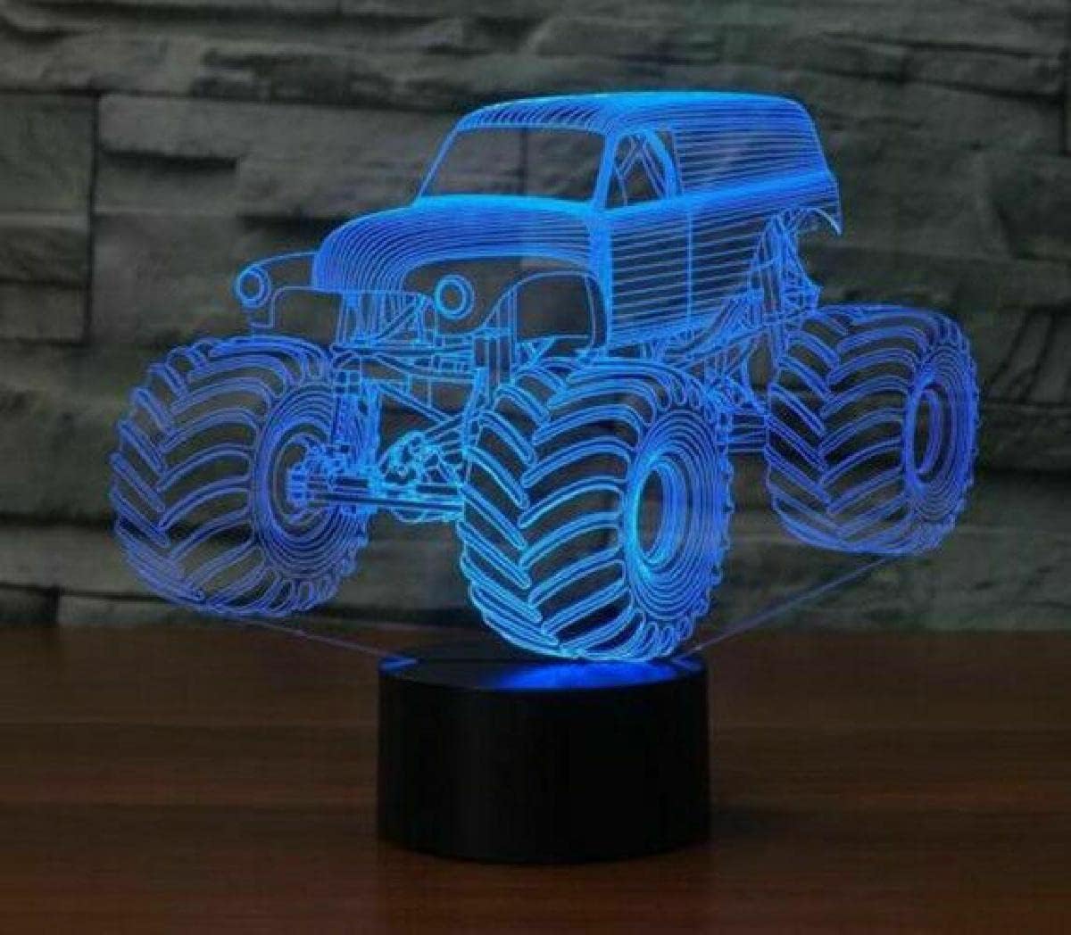 MOUDOAUER Large Grave Digger Monster Tractor 3D Desk Lamp 7 Changing Colors Night Light Accessory