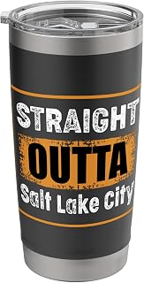 Straight Outta Salt Lake City Utah USA Retro Vintage Humor Stainless Steel Insulated Tumbler