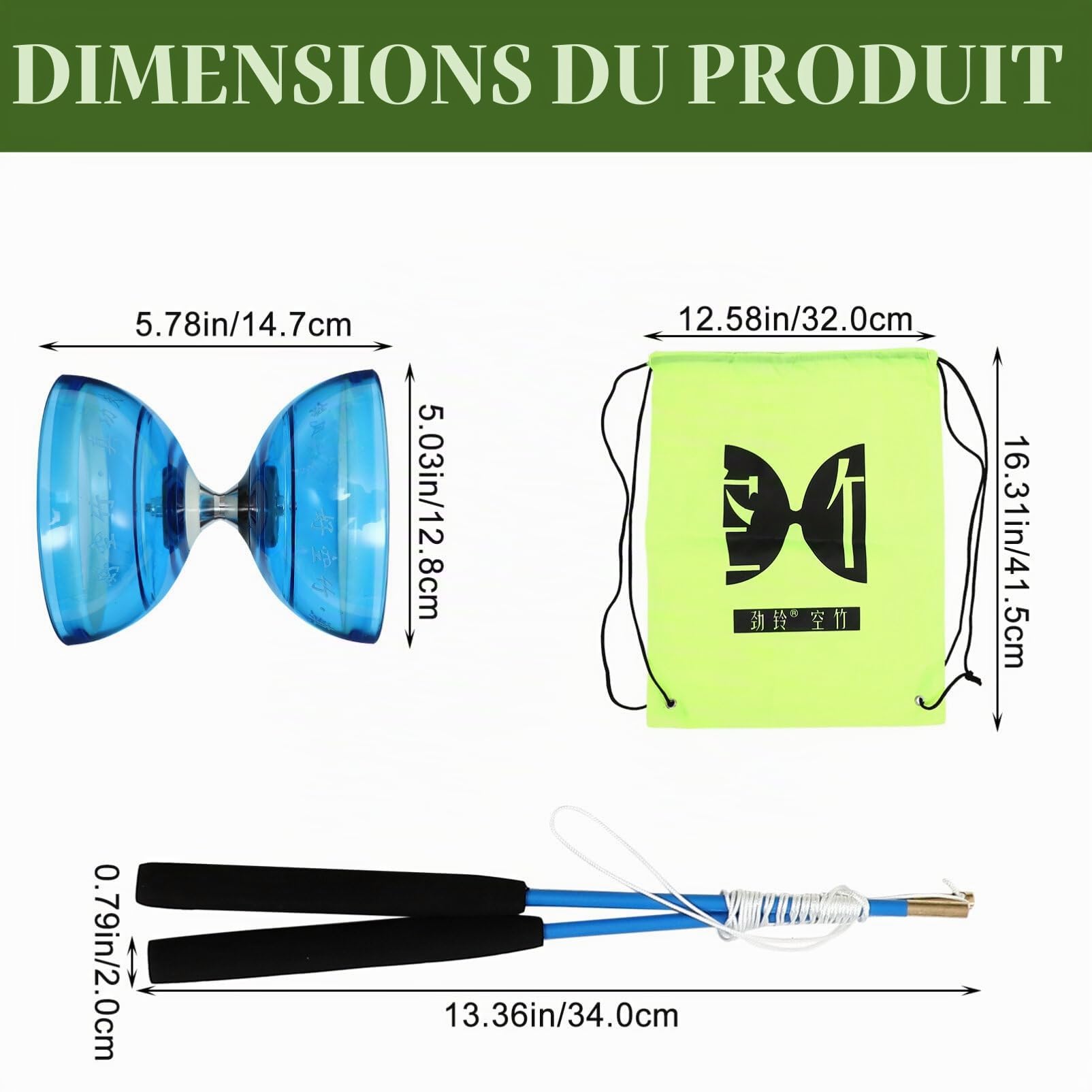 TOYANDONA 1 Ensemble De Diabolos Yoyo Diabolo Professionnel Diabolo Classique Diabolo Jouet pour Les Enfants Exercice Yoyo pour Enfants Diabolo Jouet
