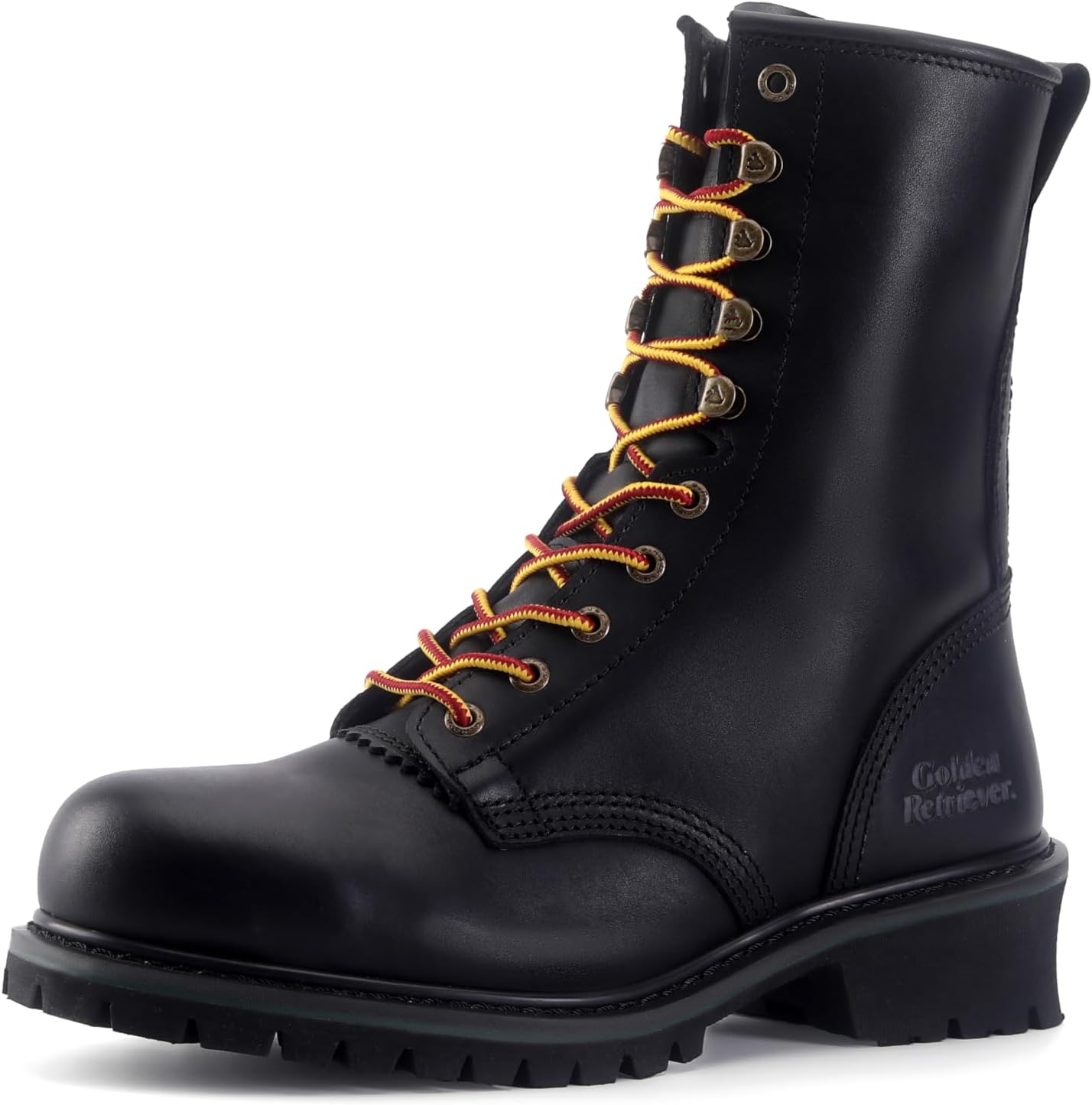 Golden Retriever Men's Composite Toe Logger Boots, Crazy Hourse Leather, Slip and Oil Resistant Rubber Outsole, Waterproof Work Boots G81594