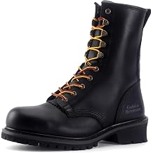 Golden Retriever Mens Composite Toe Logger Boots, Crazy Hourse Leather, Slip and Oil Resistant Rubber Outsole, Waterproof Work Boots G81594