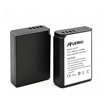 2-Pack Upgraded 1800mAh LP-E10 Battery Compatible with Canon EOS Rebel T7 T6 T5 T3 T100 4000D 3000D 2000D 1500D 1300D 1200D 1100D Kiss X50 X70 X80 X90 Camera