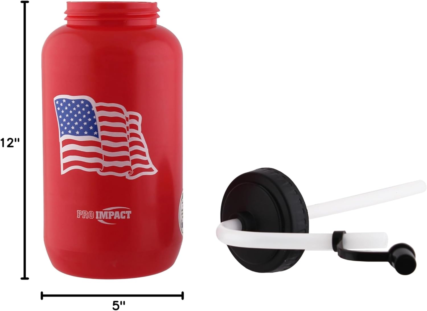 Pro Impact Squeezable Water Bottle Bendable Long Straw - LDPE BPA Free Plastic - Hydration for Baseball Hockey Gym MMA Yoga Boxing Cycling Softball Football Lacrosse (35.5 Oz.)