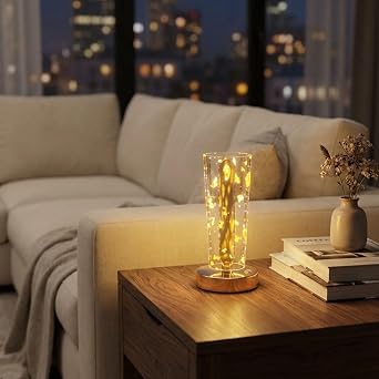 Silindirik Kristal Alt n Toz Model LED Masa Lambas    Gold Tabanl , Dokunmatik, 3 Renk I k Modlu,  arjl  Modern Dekoratif Gece Lambas  5250 [Enerji S n f  A]