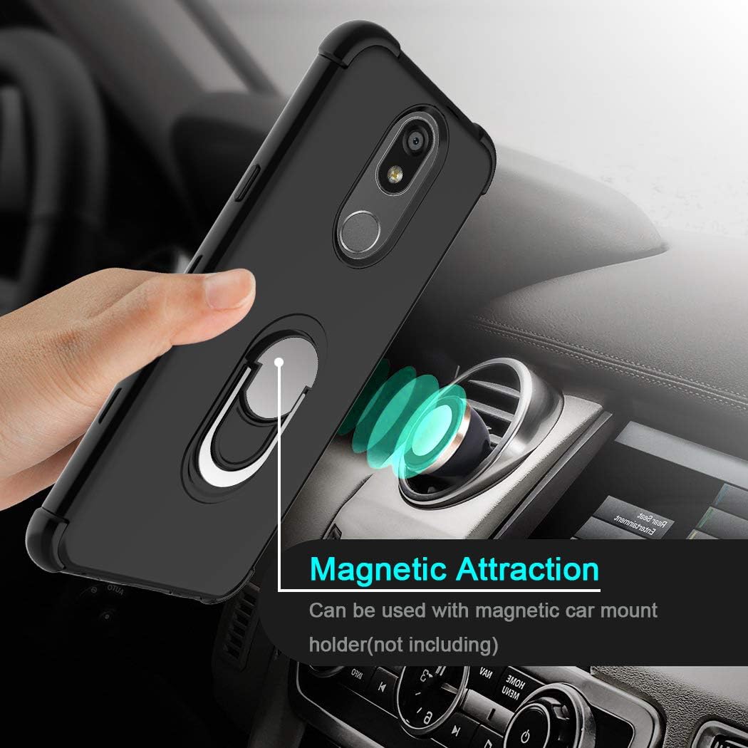 lovpec Case for LG K40 with Soft TPU Screen Protector, Ring Magnetic Holder Kickstand Shockproof Protection Phone Cover Case for LG X4 2019/for LG Solo LTE/for LG Harmony 3/for LG K12 Plus (Black)