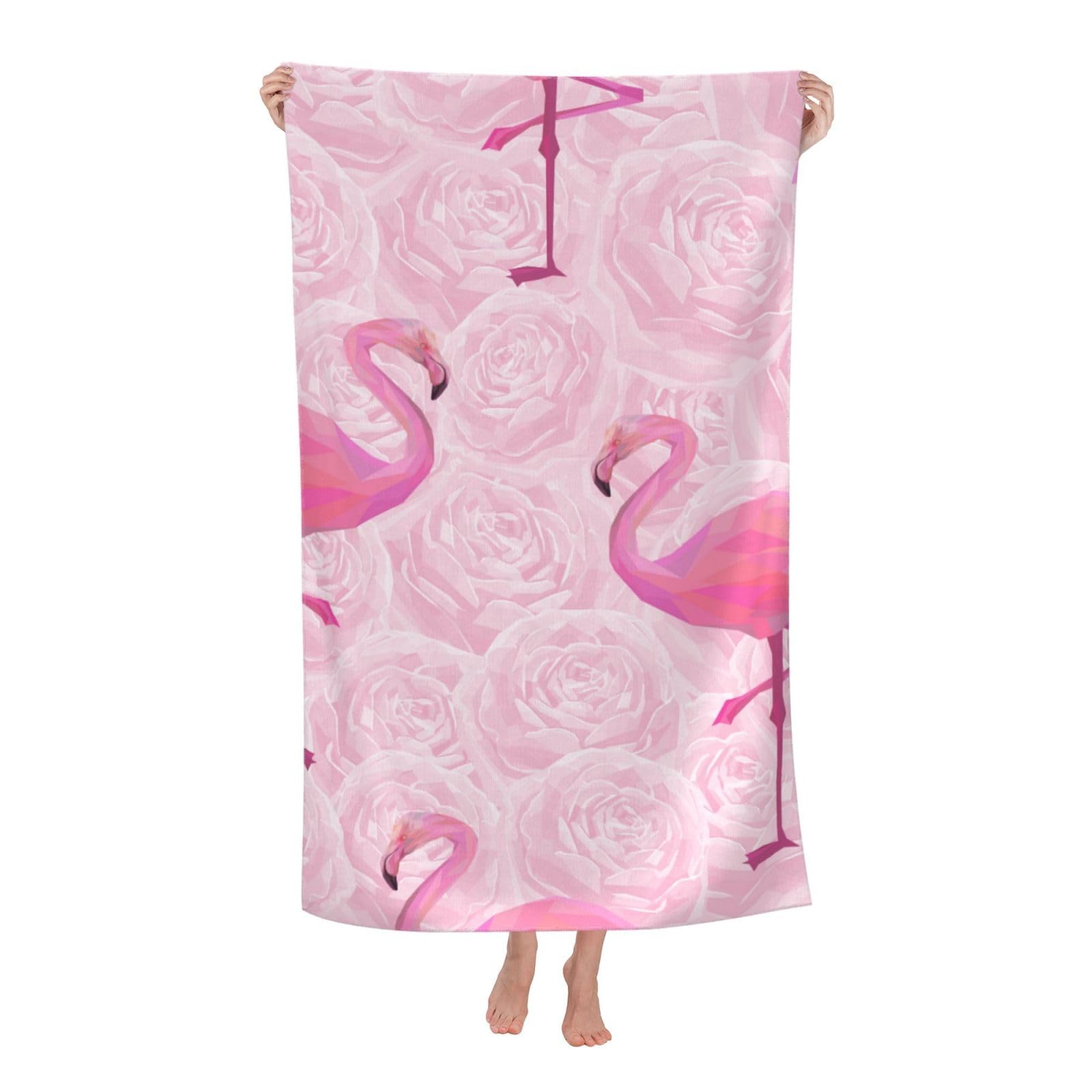 LSRCPD Beach Towel Pink Flamingo Microfiber Beach Towels Blanket Oversized Tropical Big Extra Large XL Pool Towels Quick Dry Sandproof for Women Girls Kids