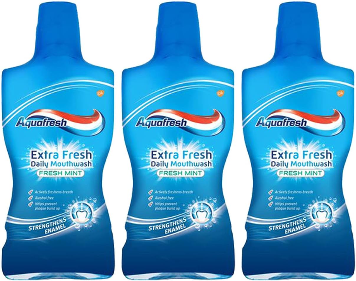 Aquafresh Mouthwash Fresh Mint 500ml Pack of 3 Amazon.co.uk Health